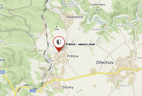 mapa obce Prštice